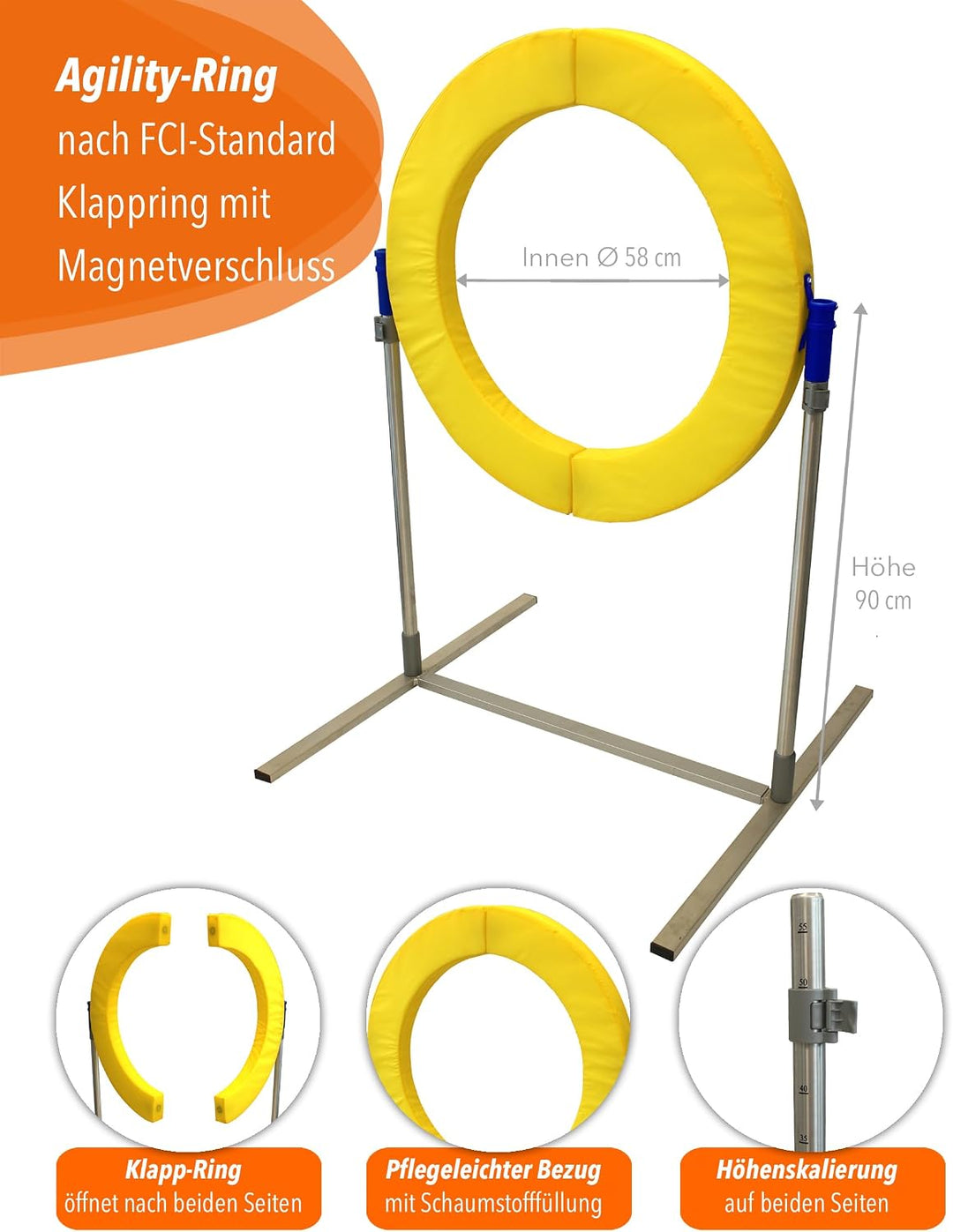 Safety Agility-Reifen – FCI-konform – mit Magnetverschluss &amp; Schaumstofffüllung – höhenverstellbar &amp;