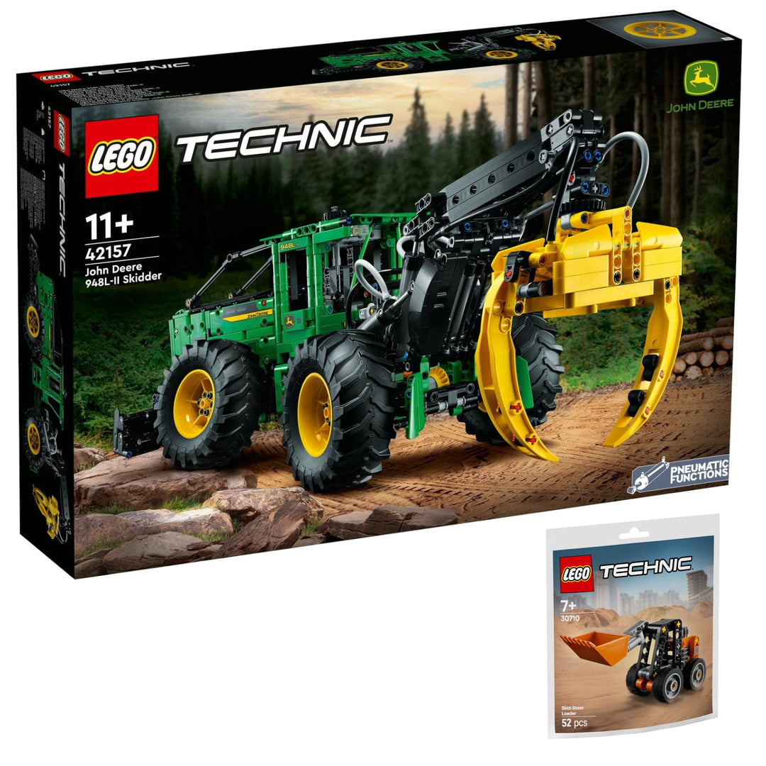 Lego Technic 2er Set: 42157 John De 948L-II Skidder & 30655 Gabelstapler mit Palette Polybag