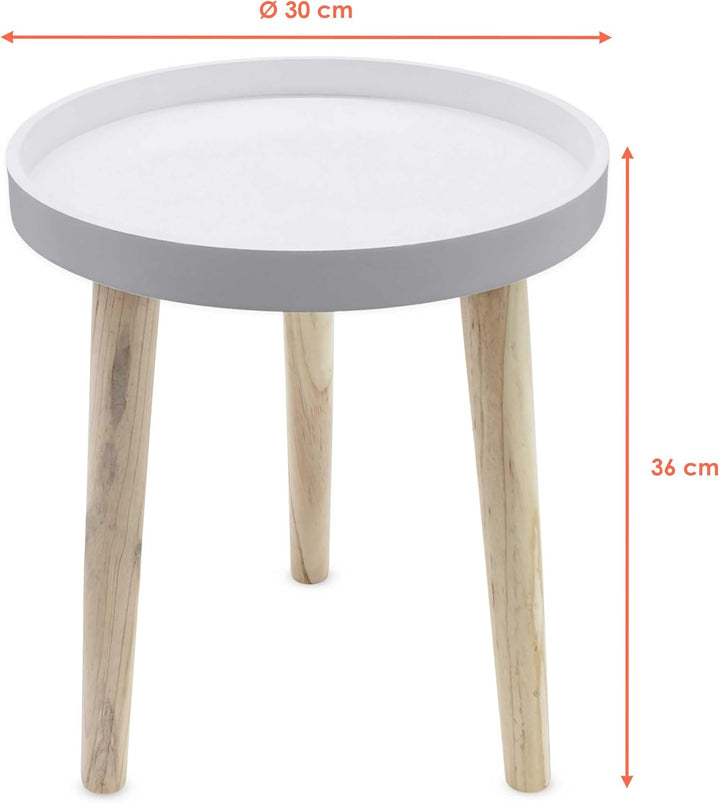 Deko Holz Tisch 36x30 cm - weiss - Kleiner Beistelltisch Couchtisch Sofatisch, Weiss