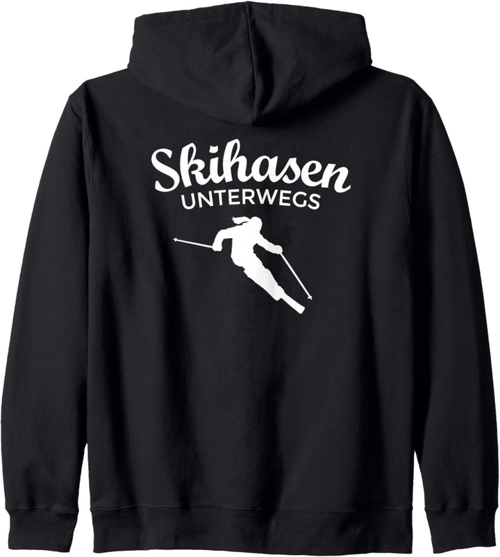 Skihasen Unterwegs (Weiss) Skifahrerinnen Apres Ski Kapuzenjacke