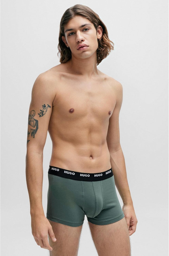 HUGO Herren Trunk Five Pack Fünfer-Pack Boxershorts aus Stretch-Baumwolle mit Logos am Bund XL Blau,