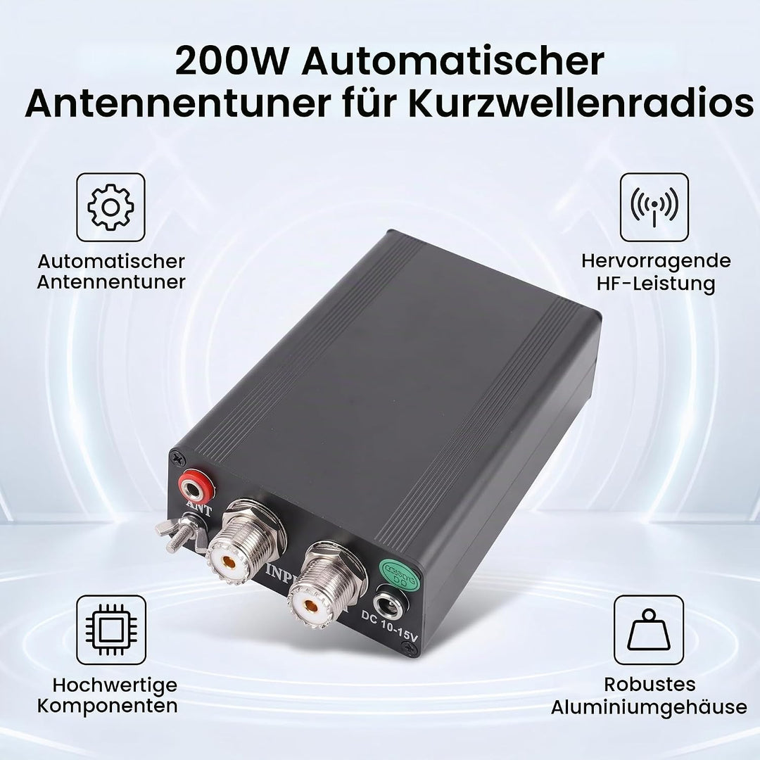 ATU-130 1, 8‑50 MHz 200 W Mikro Kurzwellen Automatischer Antennentuner Mini Antennentuner mit Metall