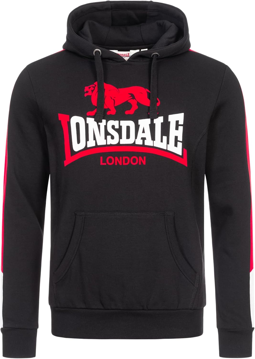 Lonsdale Herren Langwell Kapuzenpullover XXL Black/White/Red, XXL Black/White/Red