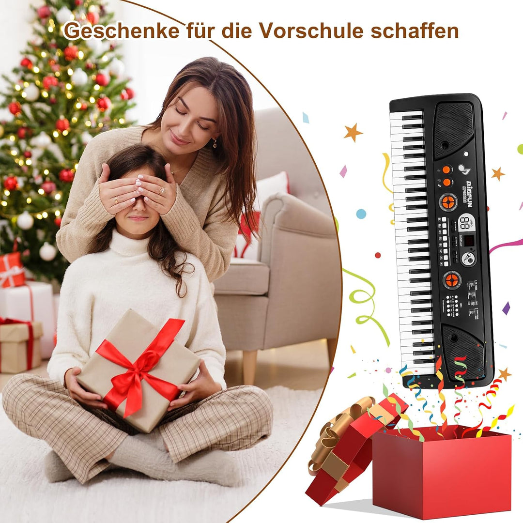 Shayson 61 Tasten Keyboard für Kinder ab 6 7 8 9 10 11 12 Jahren, Elektronische Klavier mit Mikrofon