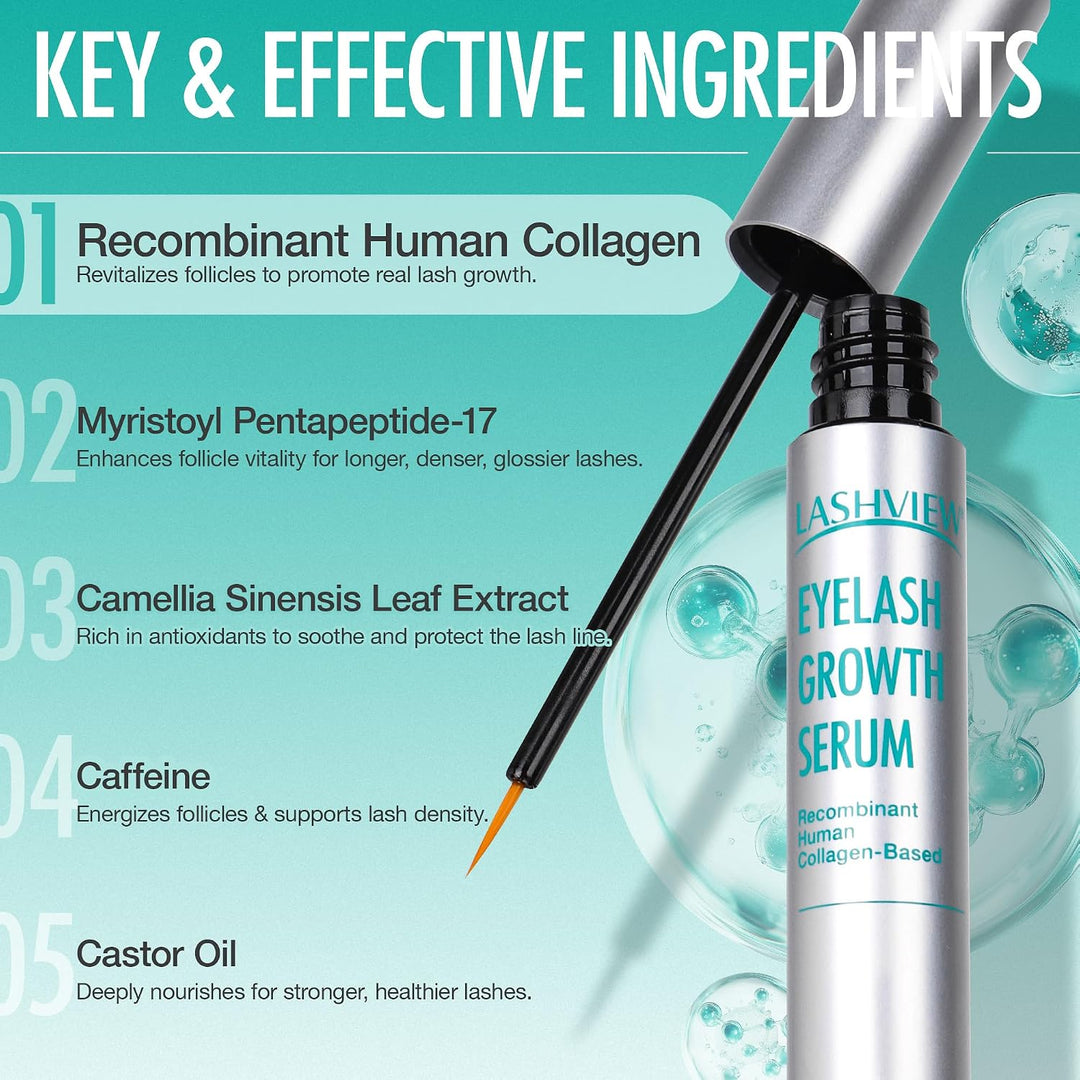 LASHVIEW Eyelash Growth Serum (0.17fl.oz / 5ml) - Premium Lash Enhancer for Longer, Thicker, Fuller