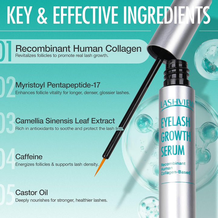 LASHVIEW Eyelash Growth Serum (0.17fl.oz / 5ml) - Premium Lash Enhancer for Longer, Thicker, Fuller