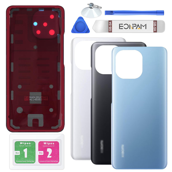 Eonpam Akkudeckel für Xiaomi Mi 11 Rückseite Glas Original Backcover Back Glas Ersatz mit Reparaturs