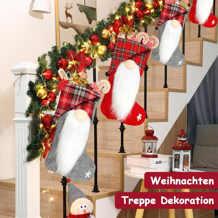 Nikolausstrumpf Gross, 2er Set Nikolausstiefel zum Befüllen Vliesstoff Weihnachtsstrumpf zum Befülle