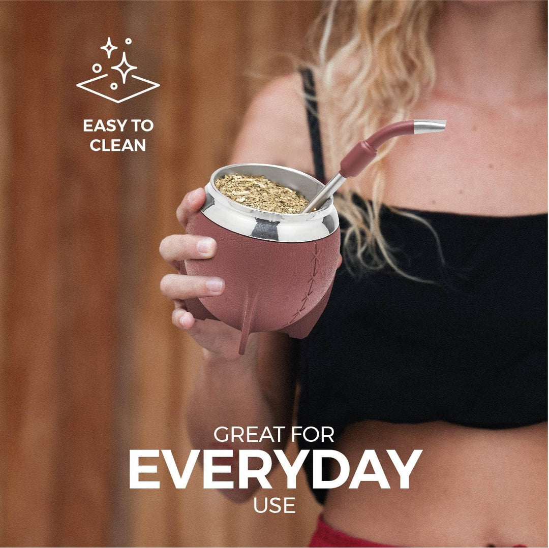 balibetov Yerba Mate Becher und Bombilla Set, inklusive Edelstahl Yerba Mate Kürbis, Premium Bombill