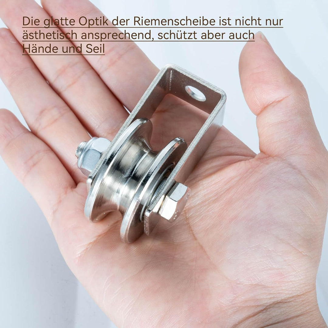 40mm Umlenkrolle mit 2 Kugellager, Edelstahl Fitness flaschenzug，Umlenkrollen für 8mm Seile Stahlsei