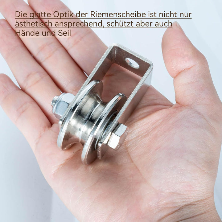 40mm Umlenkrolle mit 2 Kugellager, Edelstahl Fitness flaschenzug，Umlenkrollen für 8mm Seile Stahlsei