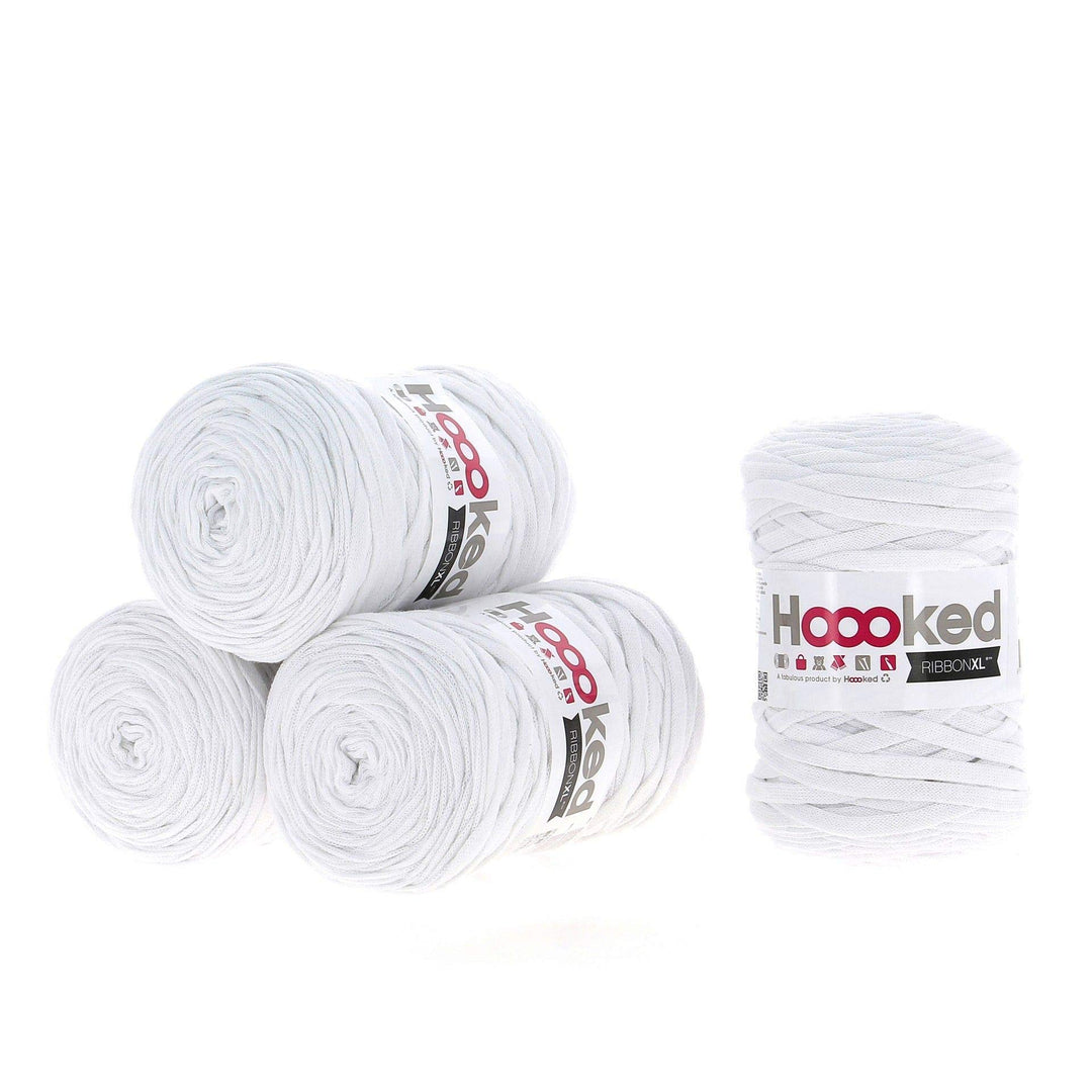 Hoooked Ribbon XL Bändchengarn Sparset aus 4 Rollen Wahl (Optic White), Optic White