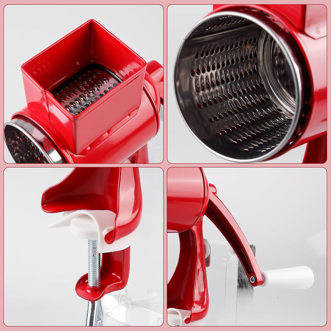 Manuelle Nussmühle mit 2 abnehmbaren Trommelblättern, Edelstahl Schnelles Schneiden Gemüsehobel, Man