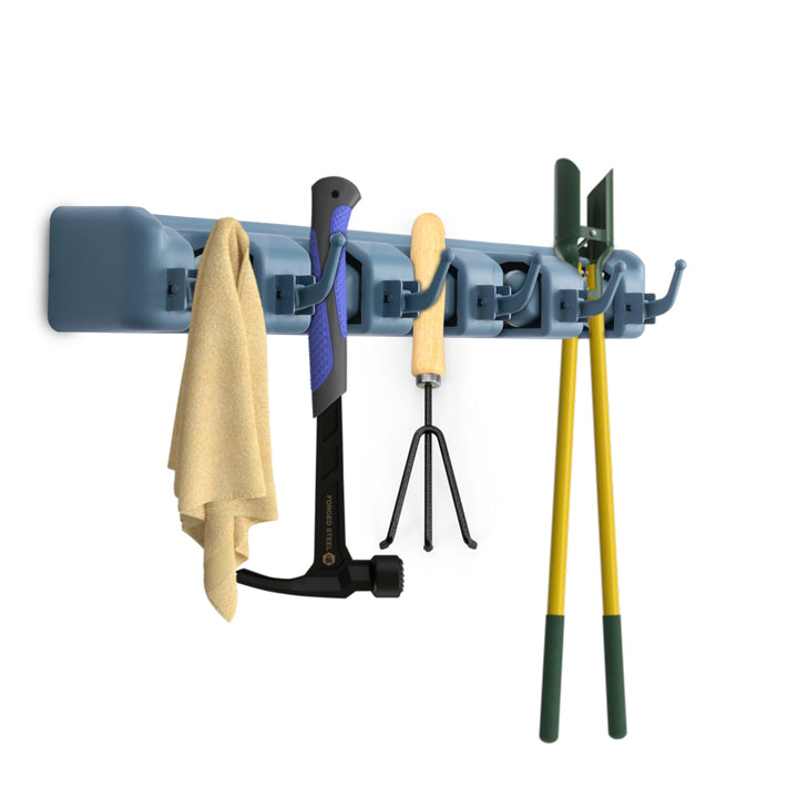 BELLE VOUS Gartenwerkzeughalterung - Combisystem - Gerätehalter mit 6 Haken - Besenhalterung Wand -