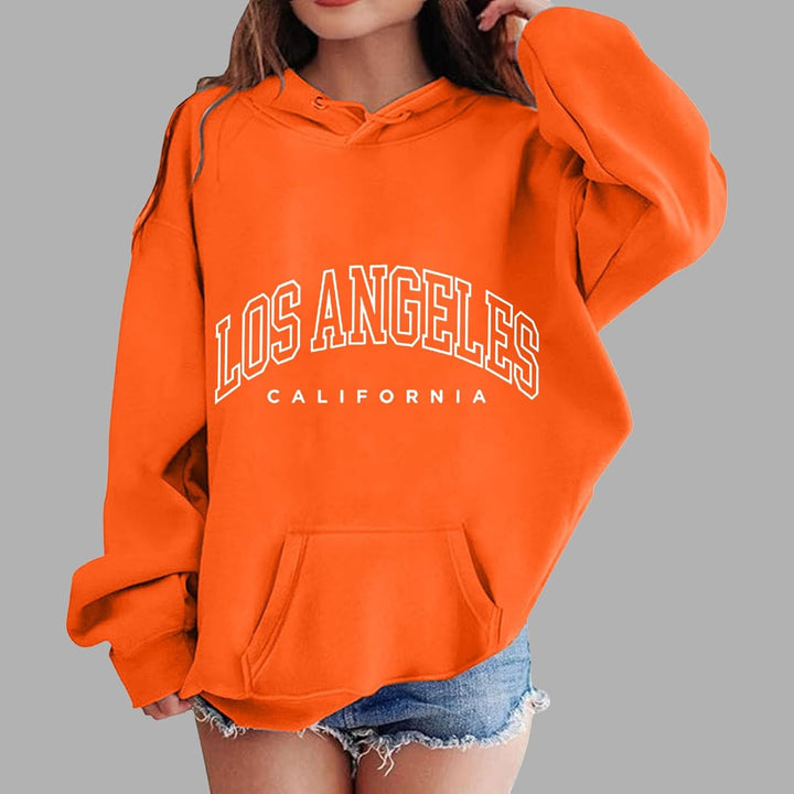 Zofedap LOS Angeles Kapuzenpullover Kinder Mädchen Teenager Oversize Hoodie Sweatshirt mit Taschen L