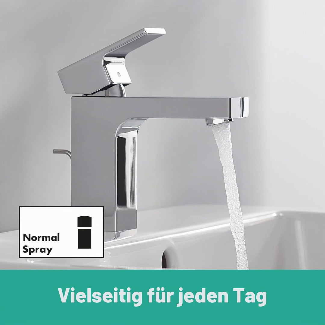 hansgrohe Vernis Shape - Waschtischarmatur mit Zugstangen-Ablauf, Wasserhahn Bad mit Auslauf Höhe 95