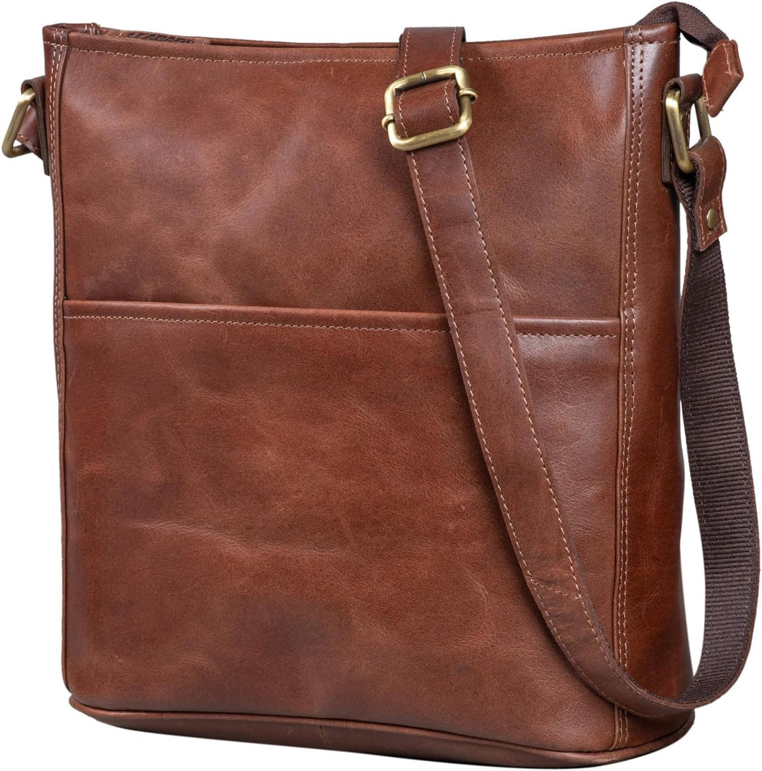 LEABAGS Leder Handtasche Damen I Premium Echtleder Umhängetasche I Schultertasche I Damentasche I Tr