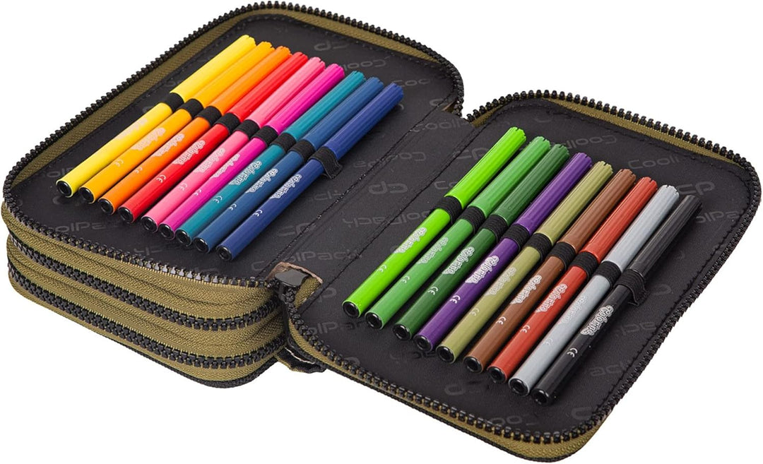 Goldkids Federtasche 3-fache Federmappe AIR Force Federmäppchen 46-teilig gefüllte Schüleretui Stift