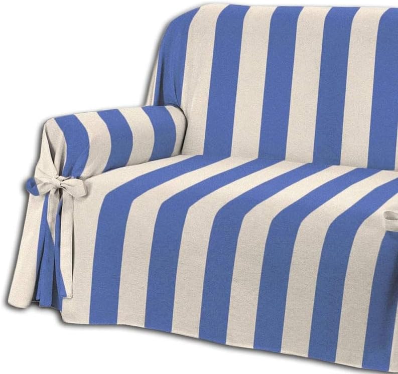 HomeLife Sofabezug für 3-Sitzer, Baumwolle mit Bindebändern, Überwurf für 3-Sitzer, mit Armlehnen, g
