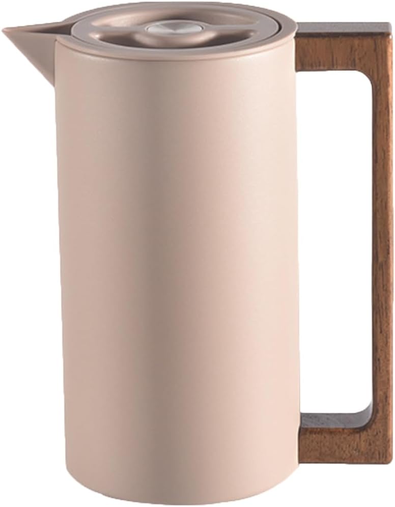 Thermoskanne Kaffeekannen Edelstahl Vakuum Isolations, Mit Holzgriff Und Einfachem Sicherheitsdruckk
