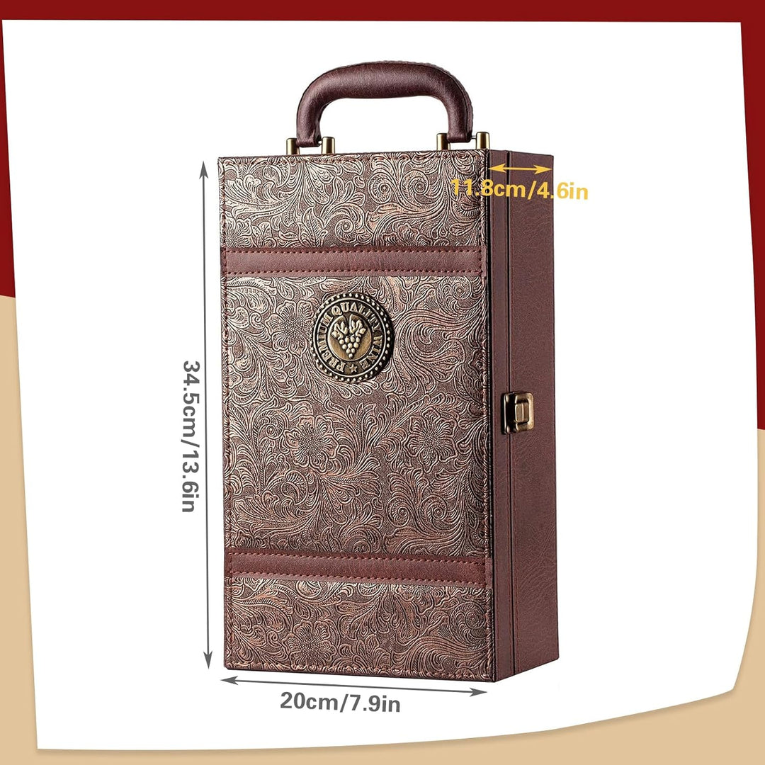 Weinflasche Box Weinkoffer Geschenkset Sommelier für 2 Flaschen - Weintragekoffer für Hochzeit Jubil