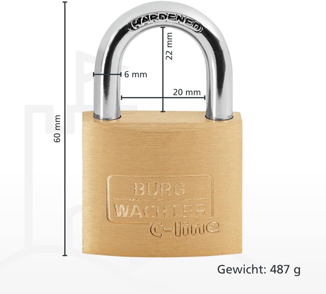 BURG-WÄCHTER 4er-Set Vorhängeschloss mit Schlüssel, Gleichschliessend, Vorhangschloss, 6 mm Bügelstä