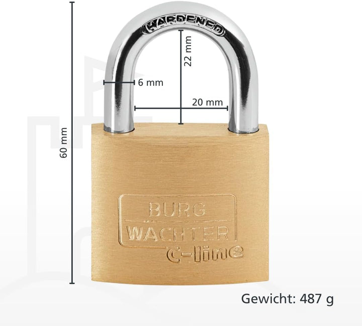 BURG-WÄCHTER 4er-Set Vorhängeschloss mit Schlüssel, Gleichschliessend, Vorhangschloss, 6 mm Bügelstä