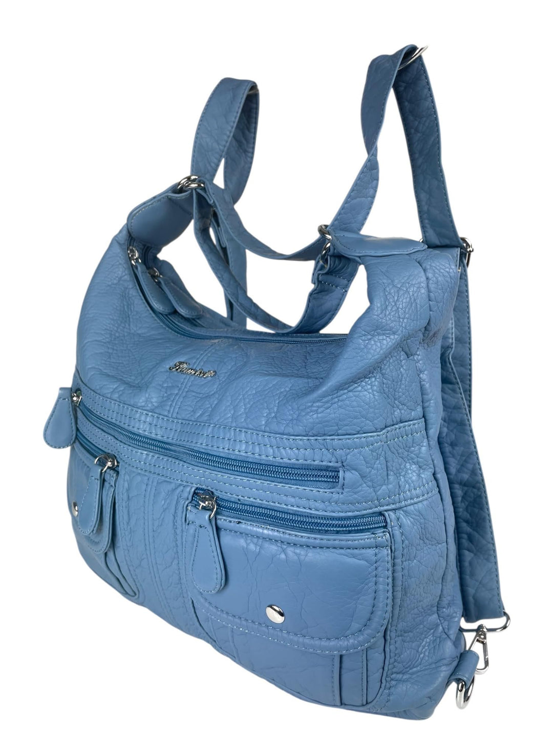 Rucksacktasche I 2in1 Damen Rucksack und Handtasche in Einem I Schultertasche einfarbig uni und bati