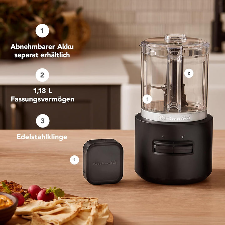 KitchenAid Kabelloser Zerkleinerer - Go Cordless - 1,18L - 2 Geschwindigkeiten und Pulse - Mit Edels
