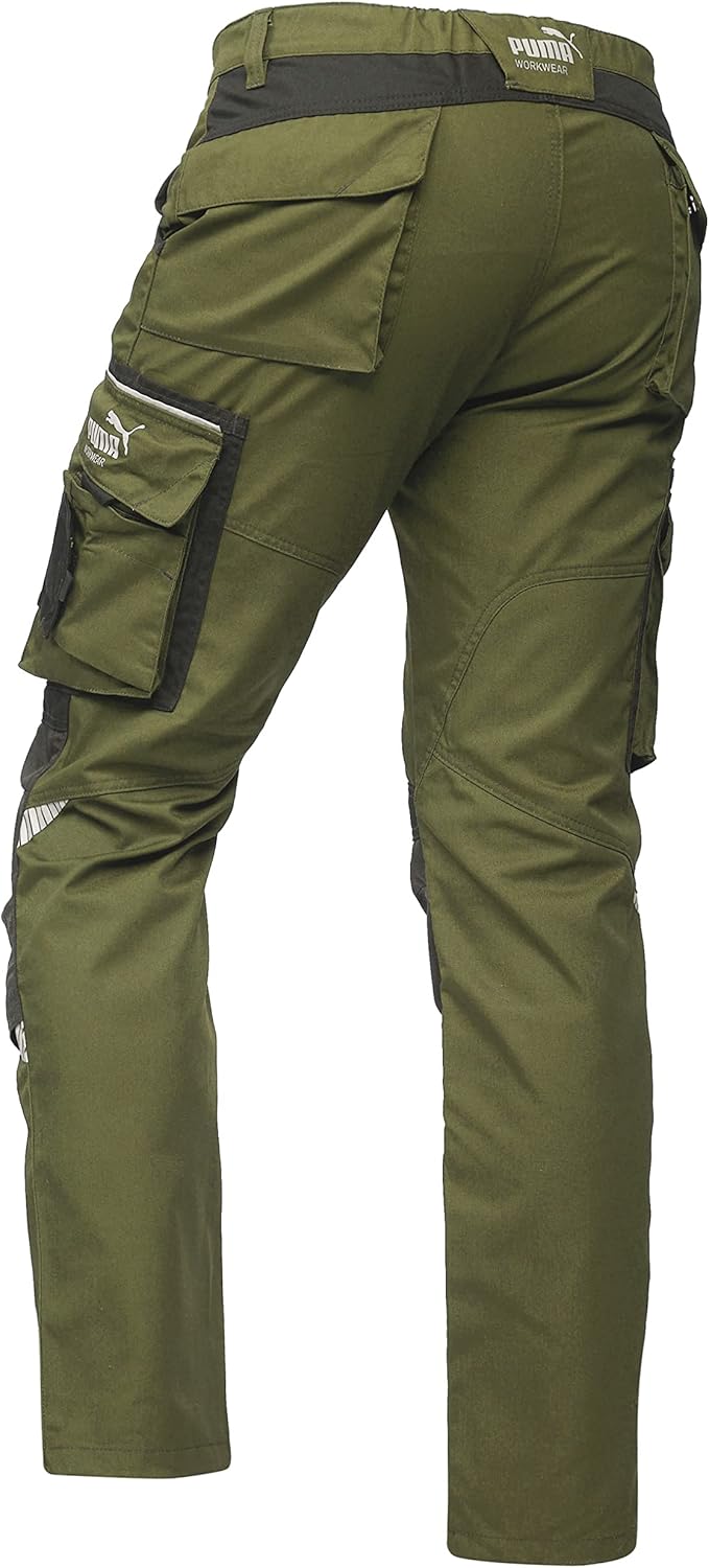 PUMA WORK WEAR Premium Arbeitshose mit vielen Taschen und extra verstärktem Nylon Gewebe 44 Grün/Sch
