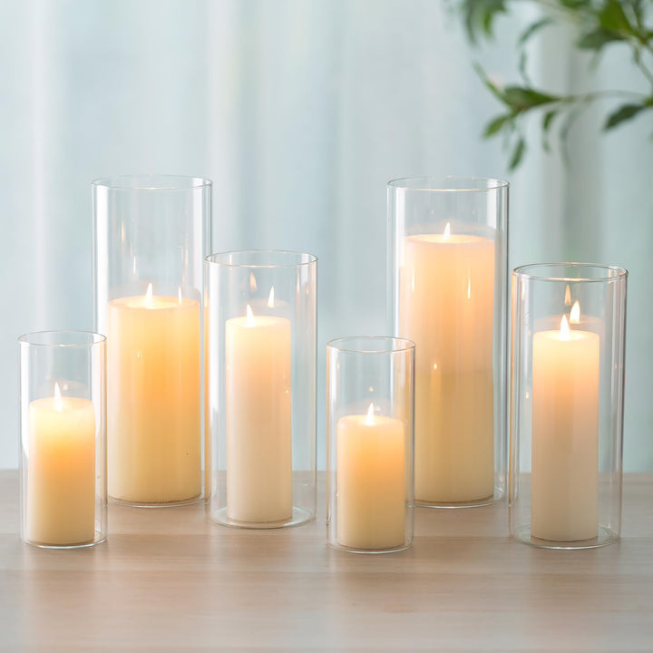 Windlicht Glas Kerzenhalter Kerzenständer Glaszylinder：Romadedi 6er Set Windlichter für Kerzen Stump