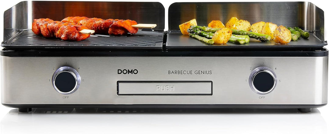 DOMO DO9259G Barbecue Genius – Tischgrill elektrisch mit 2 Temperaturzonen – 2400 W – Kontaktgrill &