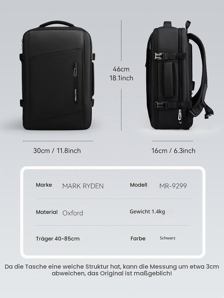MARK RYDEN Vakuum Lagerung Rucksack, grosse Kapazität Reise Lagerung Umhängetasche, Travel Business