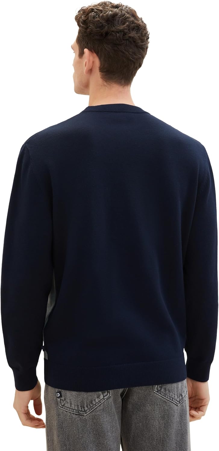 TOM TAILOR Herren Cosy Colormix Pullover S 34178 - Knitted Multi Color Block, S 34178 - Knitted Mult