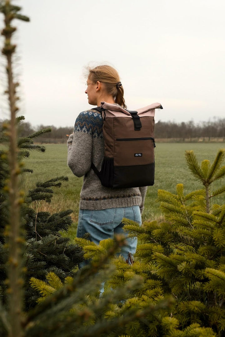 Ela Mo Rucksack Damen - Rolltop schön u. durchdacht - Laptop Rucksäcke für Frauen - Anti Diebstahl T