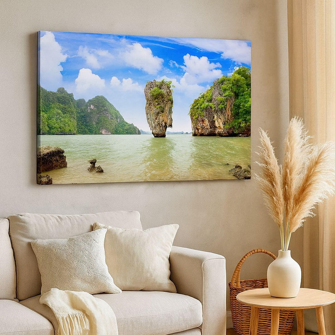 Bilder auf Leinwand 100x70cm Leinwandbild Stein Strand Landschaft Gross Wanddeko Bild Schlafzimmer K