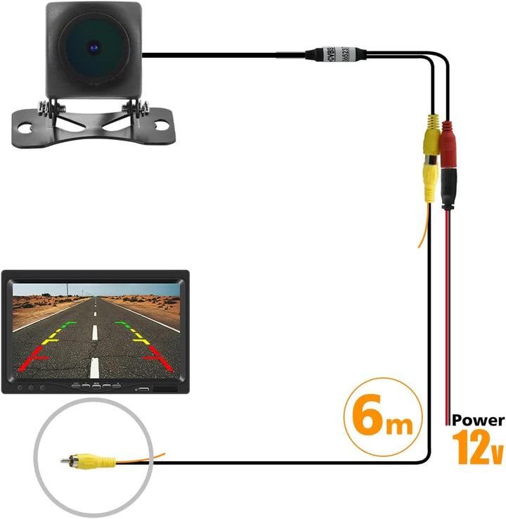 CAMECHO Universal Auto Rückfahrkamera Mit HD Nachtsicht, 170° Weitwinkel, IP68 Wasserdicht, 12V für