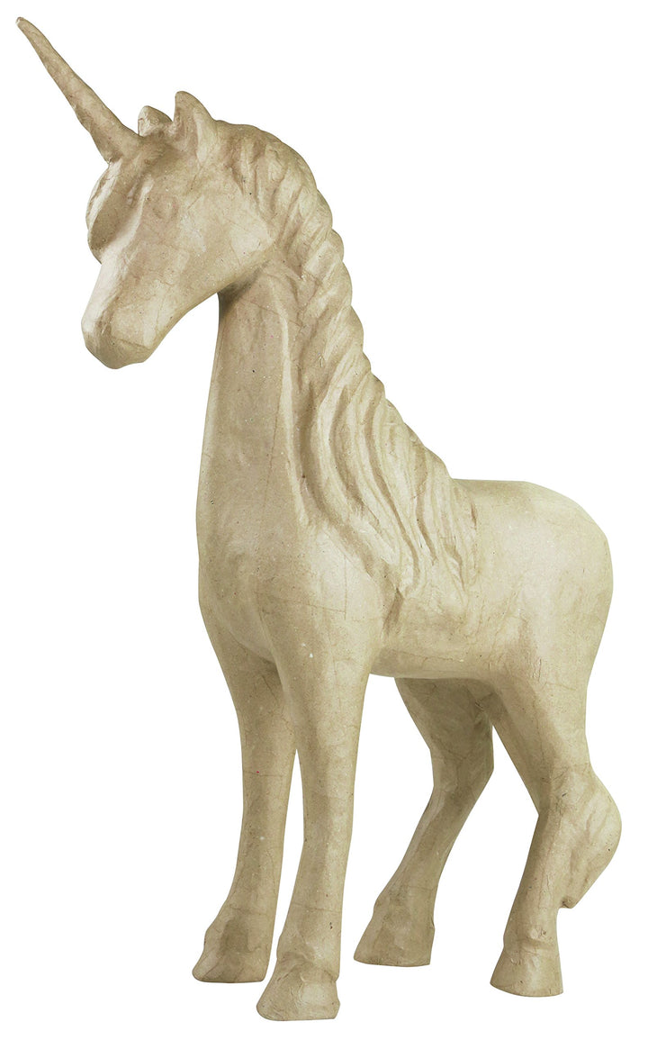 Decopatch LA007O Träger L aus Pappmaché, Einhorn, 40 x 13 x 55 cm, zum Verzieren, Kartonbraun, Einho