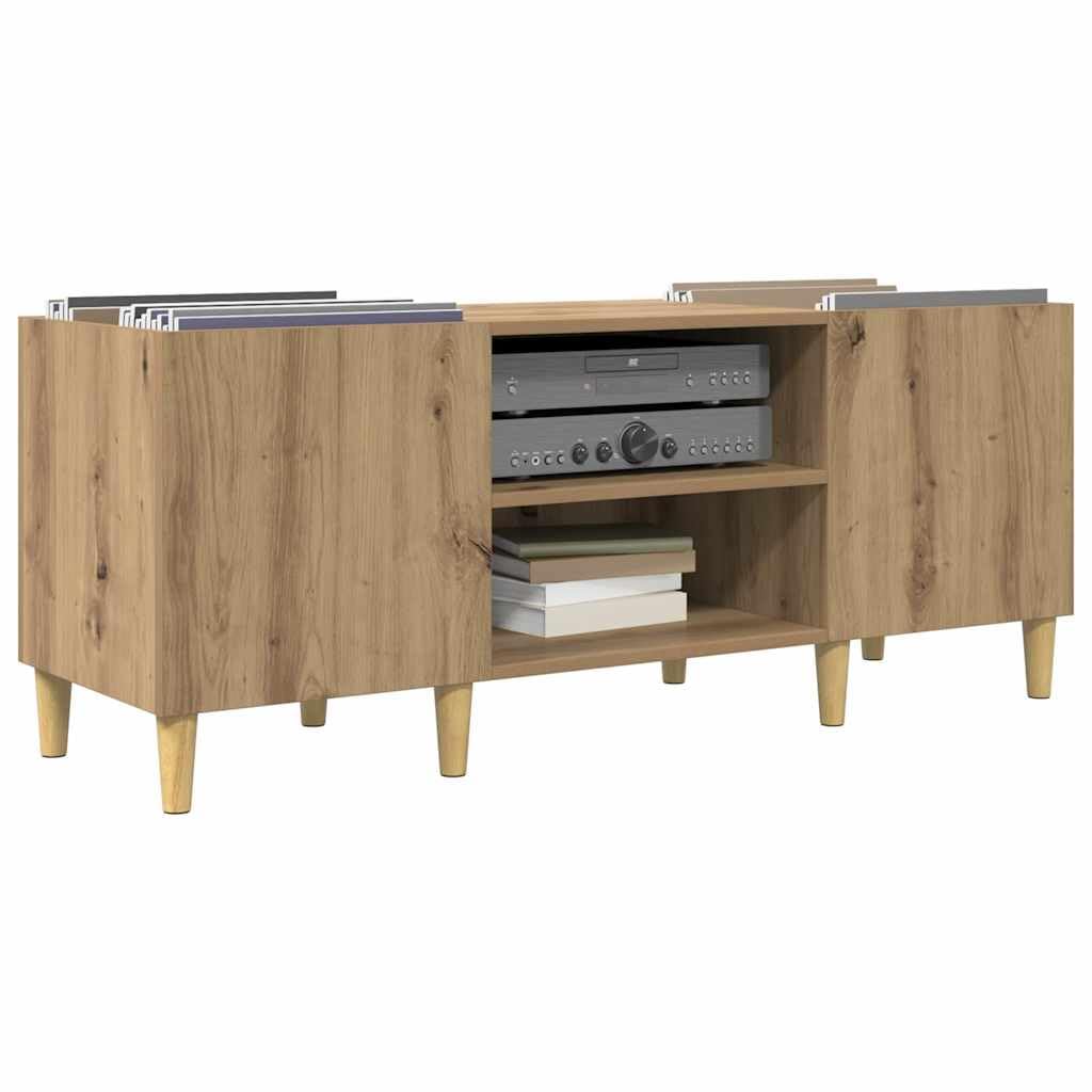 vidaXL Schallplattenschrank Artisan-Eiche 121 x 38 x 48 cm, Moderner Musikschrank, robuster Vinylspe