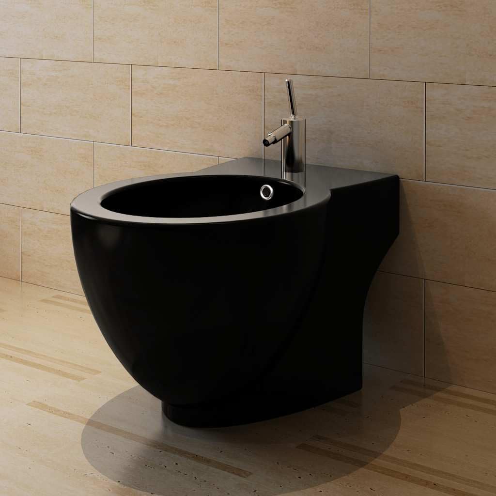 Bidet, rund, zum Aufstellen, aus Sanitärkeramik, schwarz, für Badezimmer