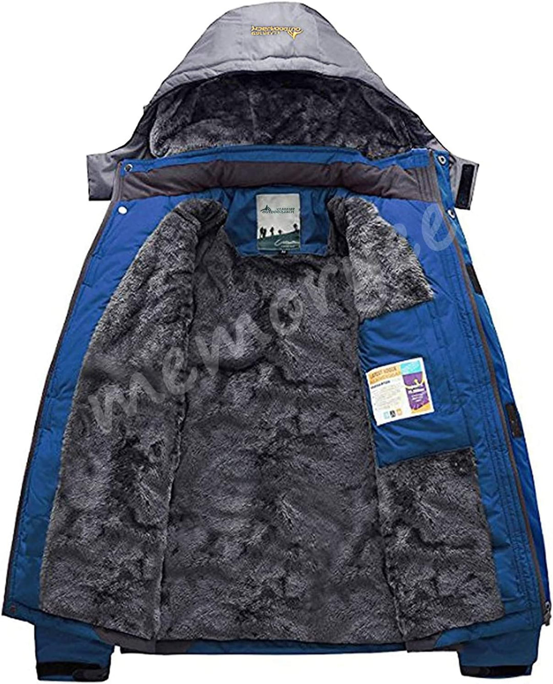 Memoryee Herren Ski Jacke Warmer Gefüttert Winter Fleece Mantel Wasserdichter mit Abnehmbarer Kapuze