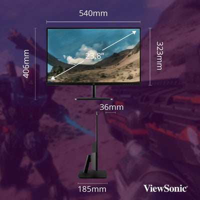 Viewsonic VA2432-MHD 60,5 cm (24 Zoll) Büro Monitor (Full-HD, IPS-Panel, HDMI, DP, VGA, Eye-Care, Ec