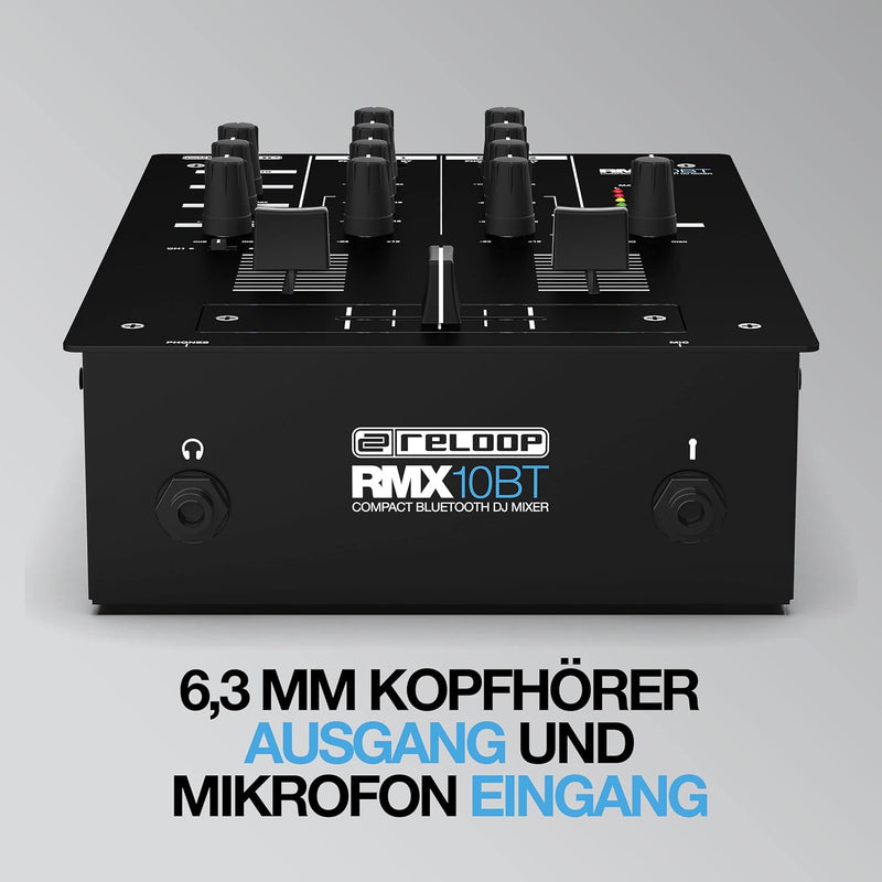 Reloop RMX-10 BT 2-Kanal Bluetooth DJ-Mixer mit eingebauter Bluetooth-Konnektivität, schwarz Single,