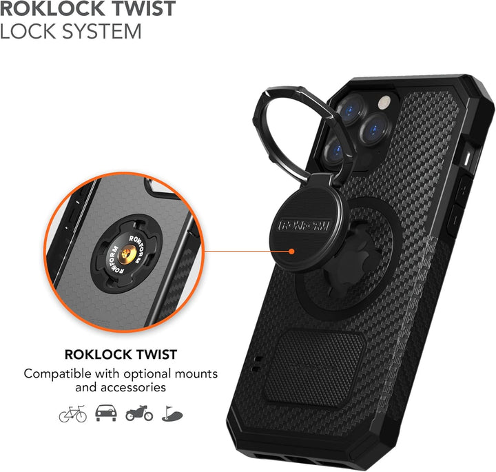 Rokform - iPhone 13 Pro Max Hülle, Rugged Series, Dual Magnet Plus MagSafe kompatibel, magnetische S