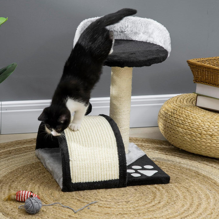 PawHut Kratzbaum 46 cm Kleiner Katzenturm mit Höhle, Spielball, Sisal-Seil, erhöhter Plattform, Katz