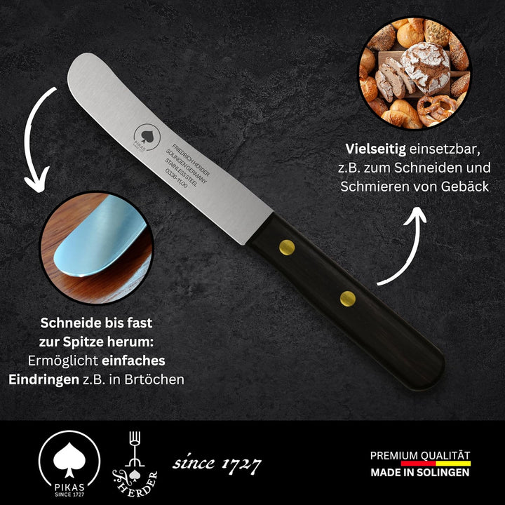 PIKAS - Solingen Messer, Thermonuss Holzgriff, Premium Buckelmesser, Küchenmesser, Frühstücksmesser,