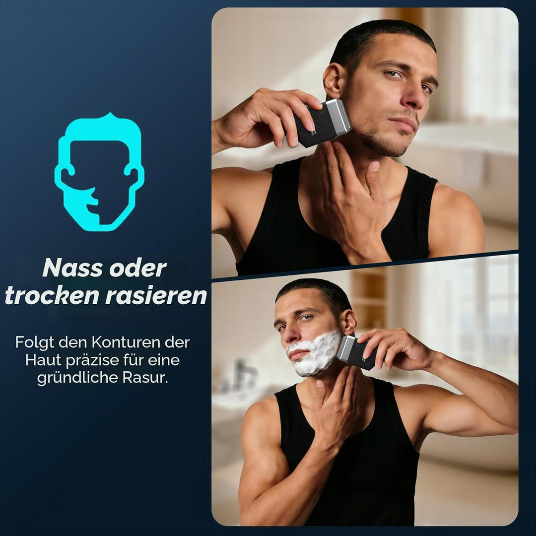 Elektrorasierer Herren, Rasierer Herren Elektrisch mit LED-Anzeige, Mini Foil Shaver IPX7 Nass-Trock