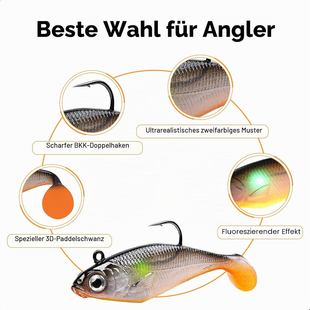 TRUSCEND Gummifische Angelköder für Forelle Zander & Barsch, Kunstköder Angelausrüstung Gummiköder A