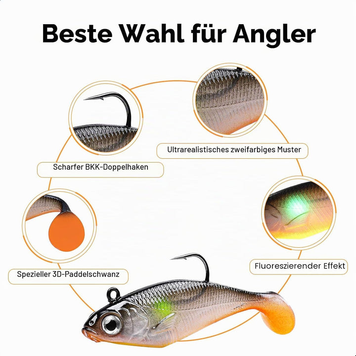 TRUSCEND Gummifische Angelköder für Forelle Zander & Barsch, Kunstköder Angelausrüstung Gummiköder A