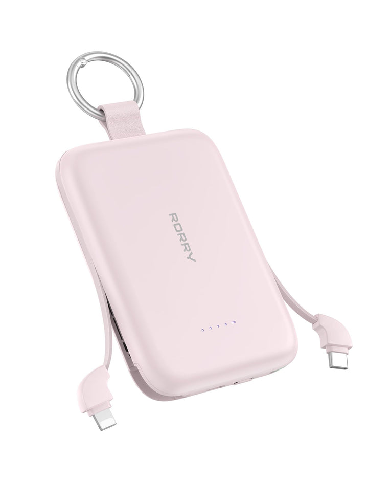 RORRY CharmGo 10000mAh Powerbank, PD 30W Schnellladen, Portable Charger mit integrierten Kabeln und